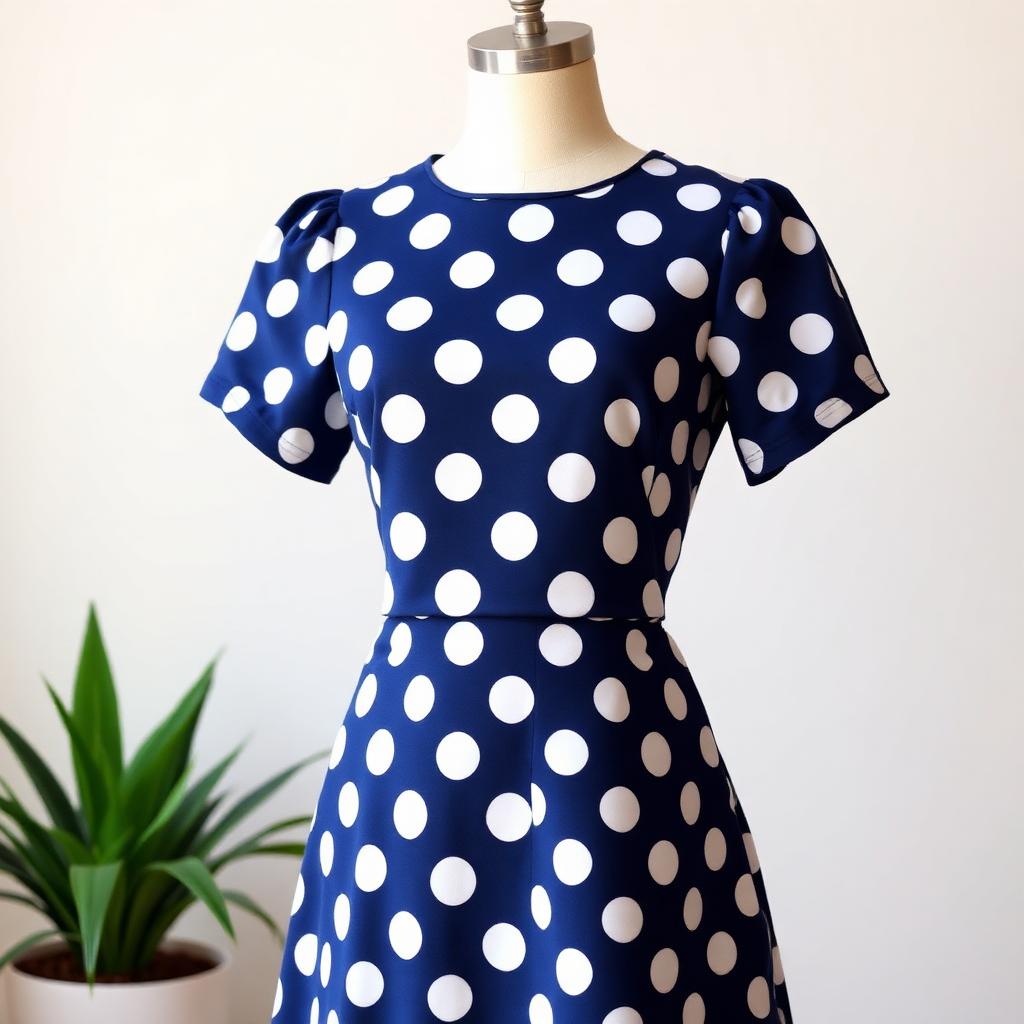 Navy Polka Dot Tea Dress