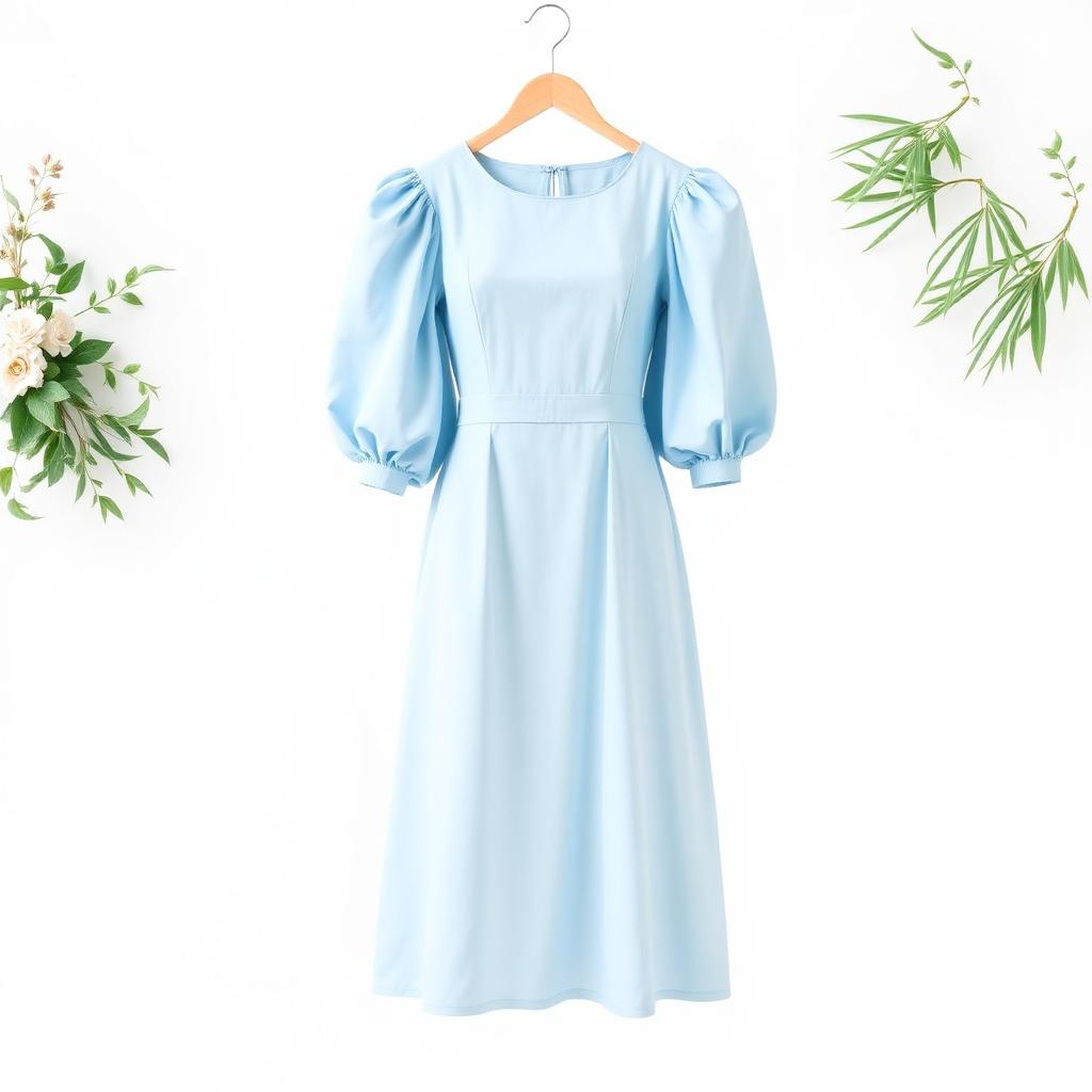 Powder Blue Puff-Sleeve Midi