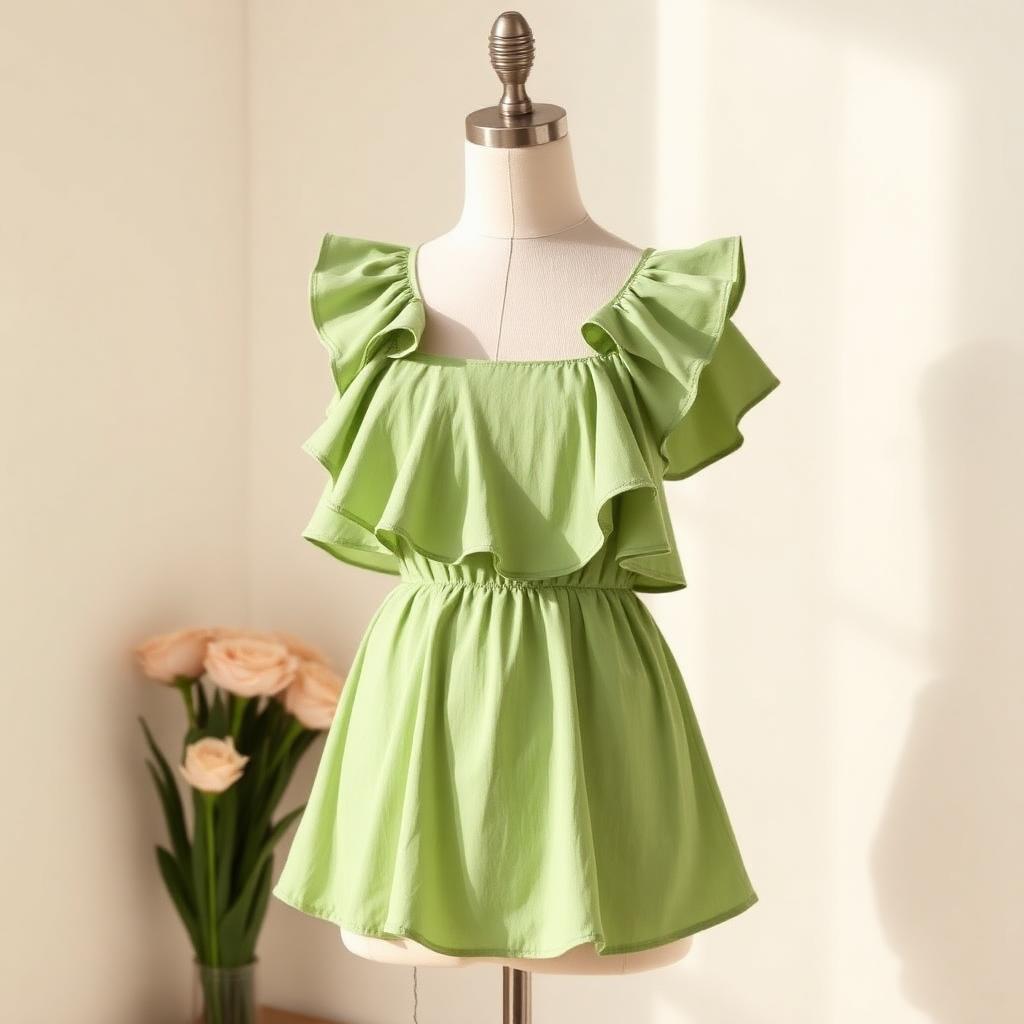 Sage Ruffle Mini Dress